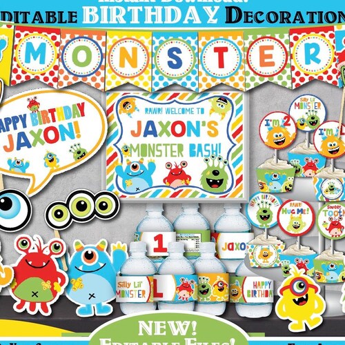 Little Monster Birthday Banner Monster Party Decoration 1st Etsy Little Monster Birthday Banner Monster Party Decoration 1st Etsy