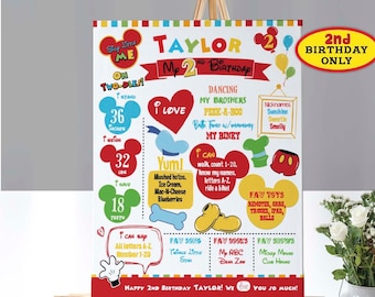 Mickey Mouse 2nd Birthday Milestone Poster (Digital Download)-B232