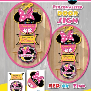 Printable Minnie BOWtique Door Sign-Minnie Clubhouse birthday Door Sign-Minnie Mouse birthday Welcome sign-Minnie Mouse Party-First birthday