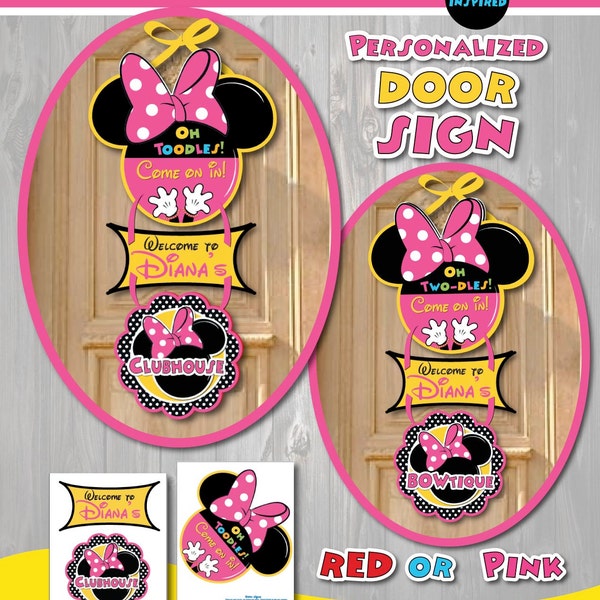 Placa de porta imprimível da Casa da Minnie Mouse (Download digital)