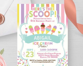 Self-Editable Ice Cream Party Invitation-Ice Cream Birthday Invitation-Ice cream Invite-Popsicle Birthday-Popsicle Party-Summer Party-A116-I