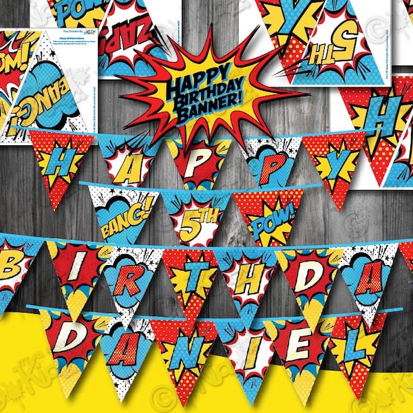 SUPERHERO Party Banners ONLY! Printable Superhero Birthday Banner-Superhero Party Digital Banner-Super Hero Birthday-ItAllAboutKidz