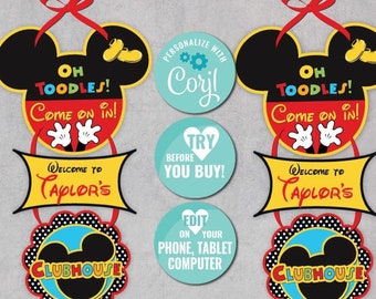 Mickey Mouse Clubhouse Door Sign, Personalized Welcome (Digital Download)-B231-B232