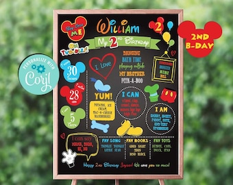 Mickey Mouse 2nd Birthday Milestone Poster, Clubhouse Theme (Self-Edit, Digital Download)-B232