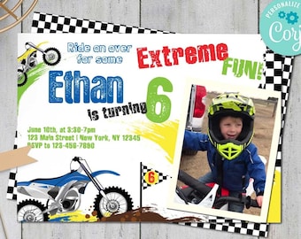 Dirt Bike Birthday Invitation-Edit w Corjl-Dirt Bike Party Invitation-Dirt Bike Invite-Dirt Bike First Birthday Party-Any Age-B204-C-PHOTO-B