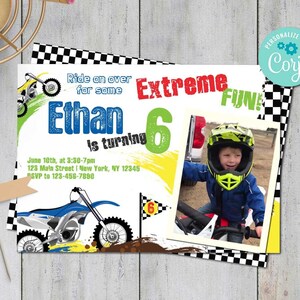 Dirt Bike Birthday Invitation-Edit w Corjl-Dirt Bike Party Invitation-Dirt Bike Invite-Dirt Bike First Birthday Party-Any Age-B204-C-PHOTO-B
