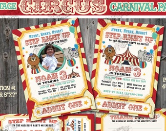 Circus Invitation-Vintage Circus Birthday Invitation-First Carnival Birthday Party Invite-1st birthday Invite-Printable Party Invitation