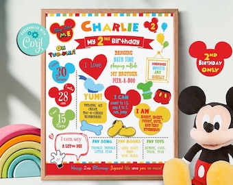 Mickey Mouse 2nd Birthday Milestone Poster (Self-Edit, Digital Download)-B232
