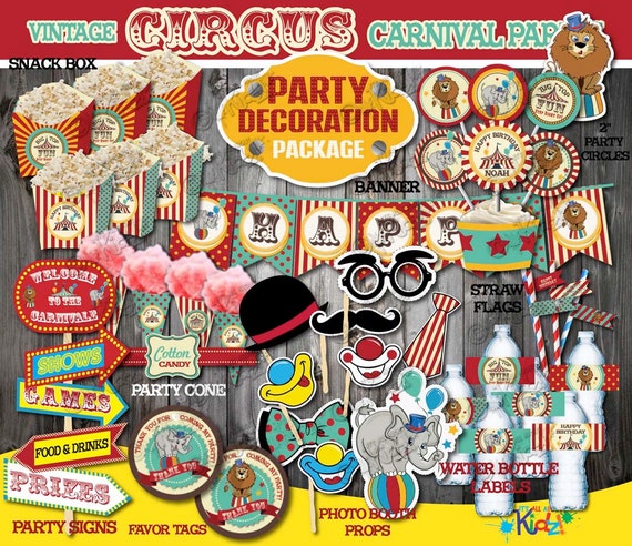 Circus Birthday Party Decoration Package Non Personalized Etsy