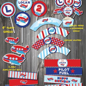 Airplane Birthday Decoration Package-Printable Airplane Party | Etsy