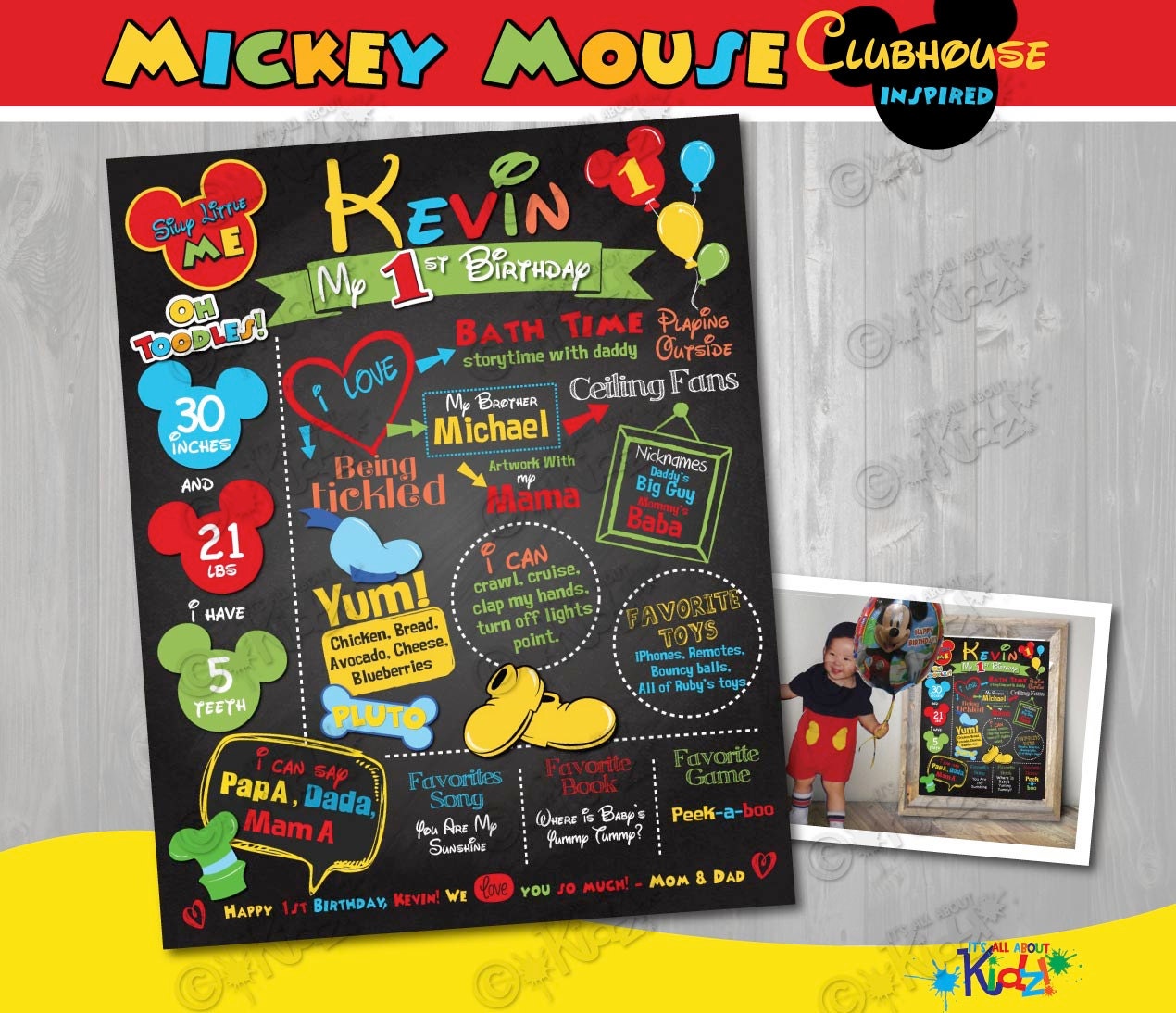 Printable Mickey Mouse Clubhouse Inspired Birthday Chalkboard Etsy