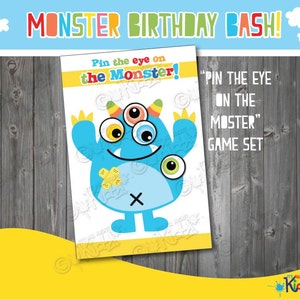 Download instantâneo "Coloque o olho no monstro!" jogo definido para festa de aniversário de monstro - chá de bebê de monstro - festa de monstro - jogos de monstro