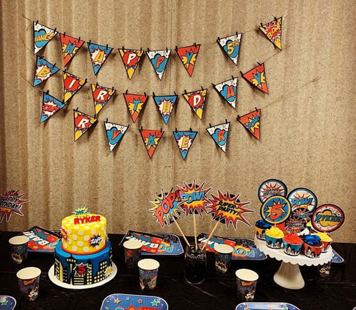 Printable SUPERHERO Birthday Party Package-superhero Party Decorations ...