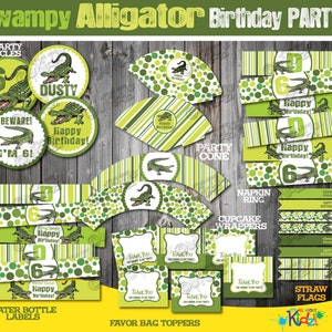 Alligator Party Package-printable Alligator Birthday Party Decoration ...