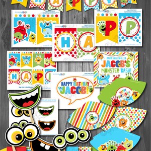 Monster Party Package-Monster Birthday Party-Printable Monster First Birthday-1st Birthday party-DIY Monster Party Printable Decoration image 3