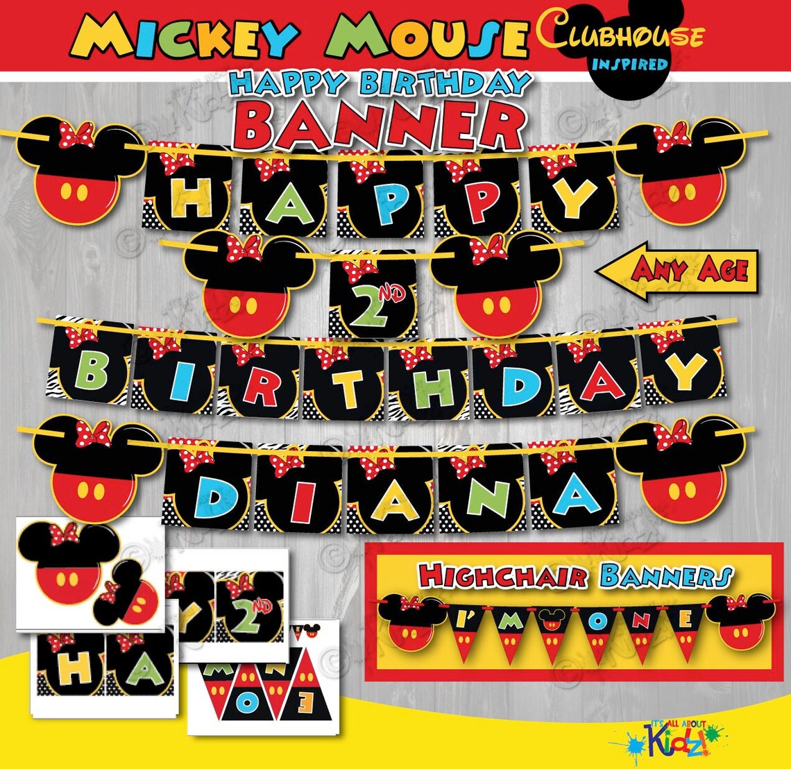 Printable Minnie Mouse Birthday Banner-minnie Mouse Birthday | Etsy