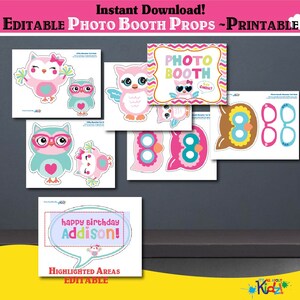 Printable Owl Birthday Photo Booth Props-owl Party Center - Etsy