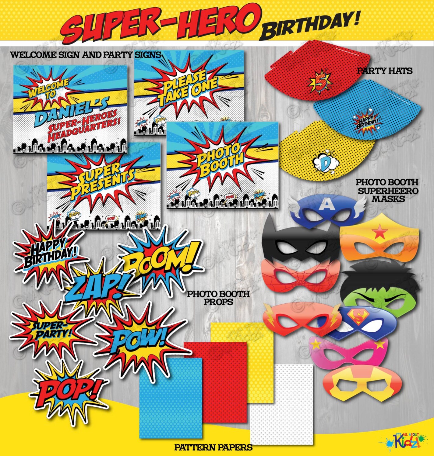 Printable SUPERHERO Birthday Party Package-superhero Party Decorations ...