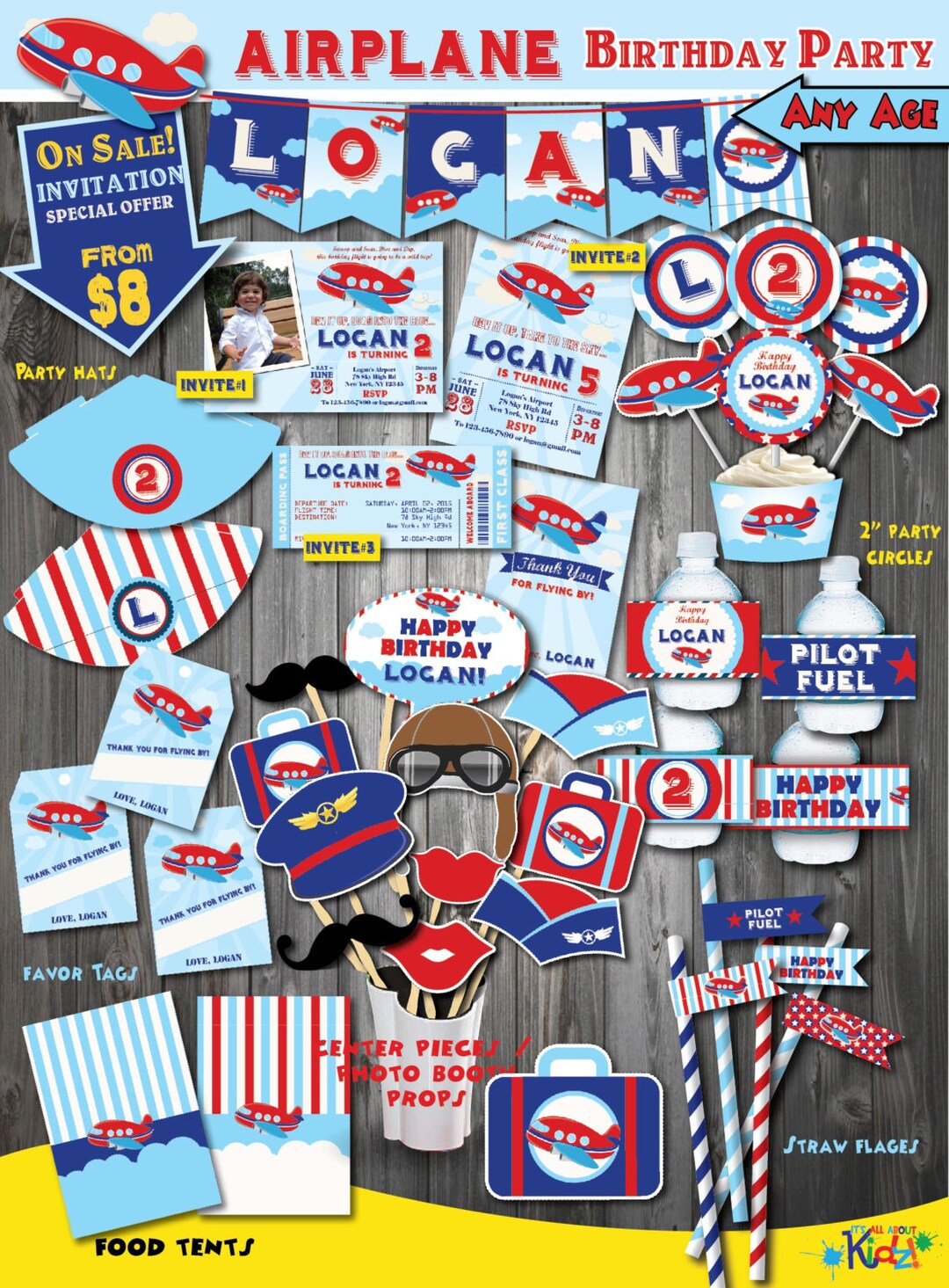 Airplane Birthday Decoration Package-printable Airplane Party - Etsy