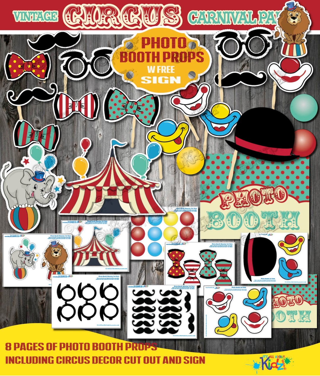 Instant Download!carnival Party Photo Booth Props-vintage Circus Party ...