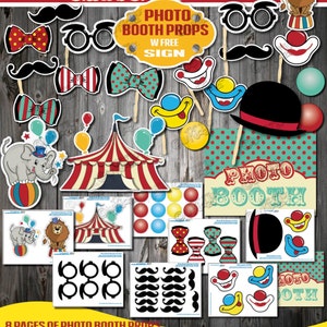 Karneval Party Photo Booth Requisiten-Vintage Zirkus Party Dekoration-Karneval-Geburtstags-Party-Erste Geburtstagsparty druckbar