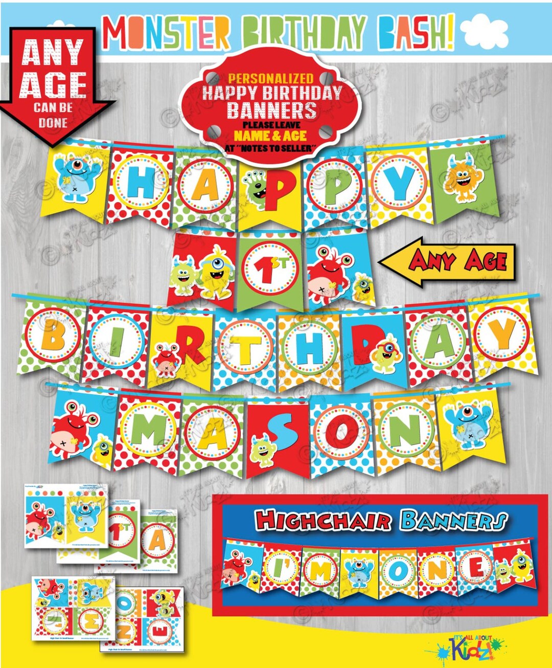 Printable Monster Party Banner-monster Birthday - Etsy