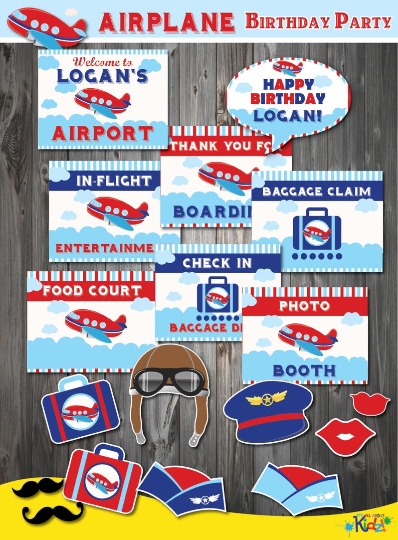 Airplane Birthday Decoration Package-Printable Airplane Party | Etsy