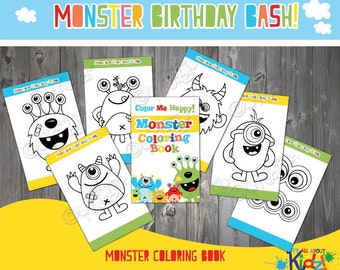 Instant Download Monster Coloring Book for Monster Birthday Party-Monster party printable-First Birthday Party-First Monster Party