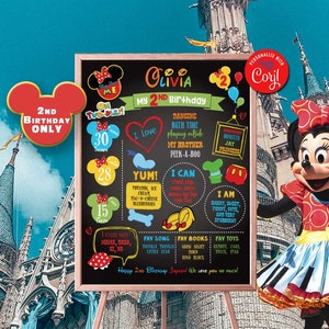 Self-Editing MINNIE Mickey Mouse Clubhouse Inspired Milestone Chalkboard-Welcome Board Decorations-Oh Twodles-2nd Birthday ONLY-B235-B2