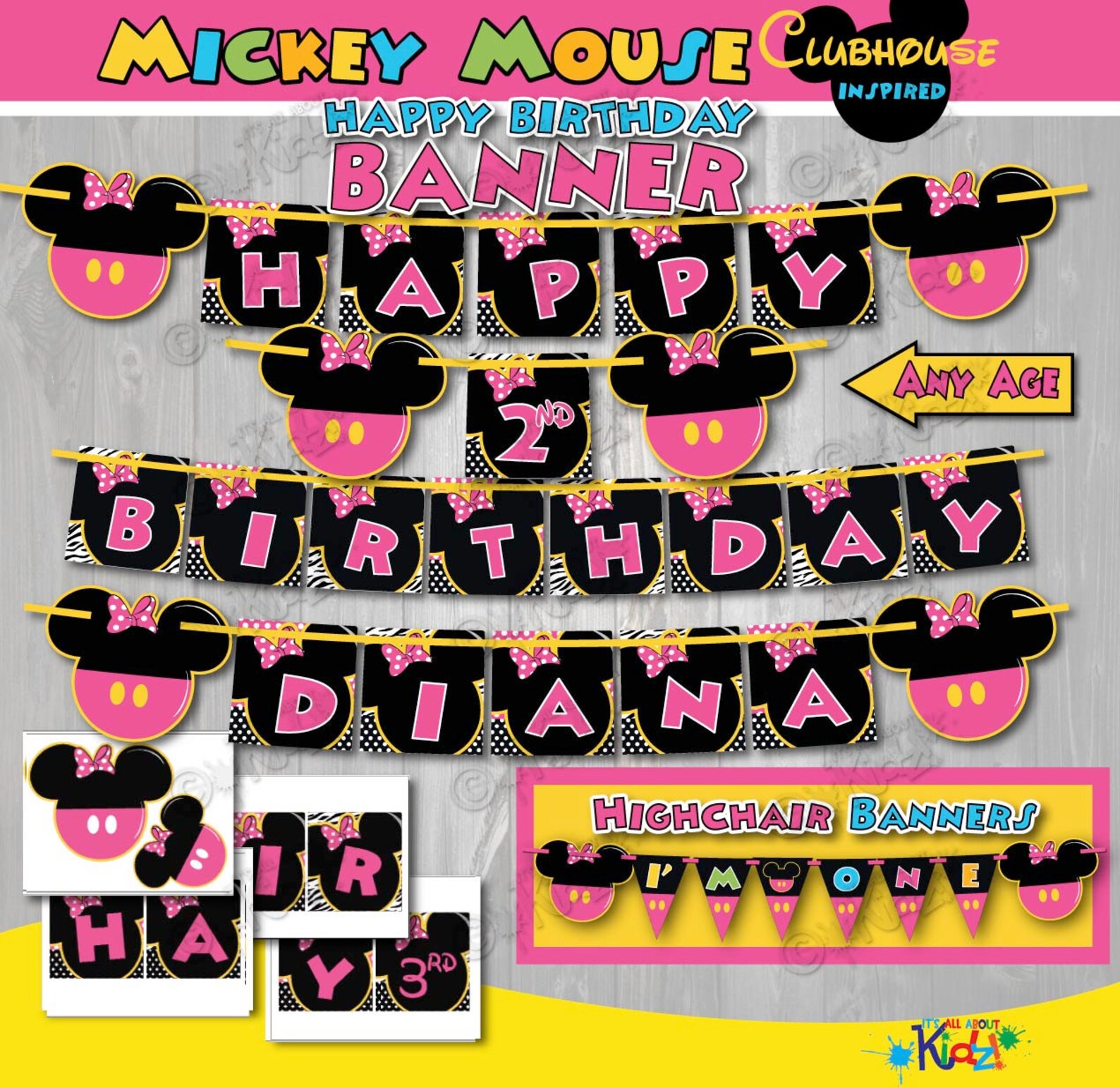 Printable Minnie Mouse Birthday Banner-minnie Mouse Birthday | Etsy
