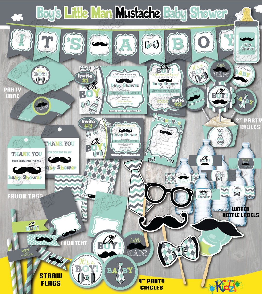 Little Man Baby Shower Package-printable Little Man Mustache  Decors-mustache Party Decorations-little Man Baby Shower Decoration - Etsy, image size:1080x1214
