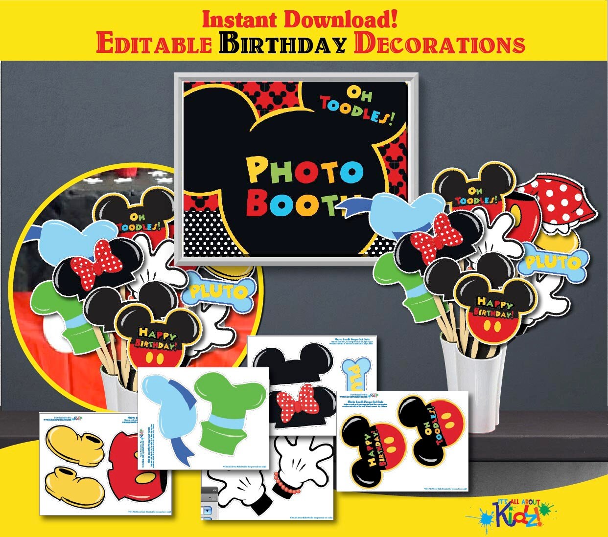 Mickey Mouse Clubhouse 1st Birthday Decoration Kit (PDF) B231-K - Etsy