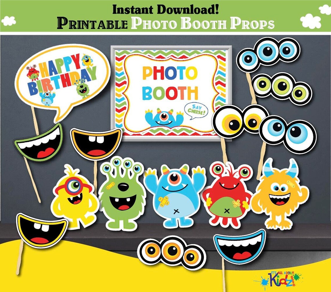 Printable Monster Party Photo Booth Props-center | Etsy