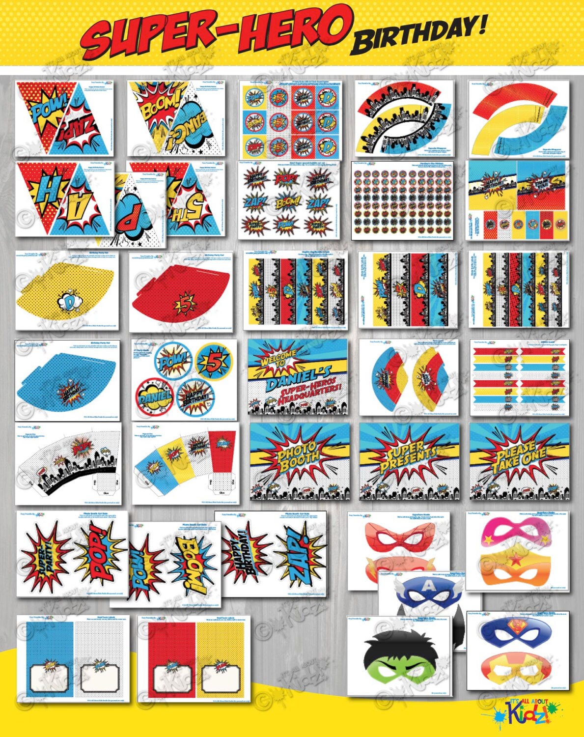 Printable SUPERHERO Birthday Party Package-superhero Party Decorations ...