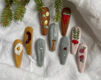 Vintage-Inspired Embroidered Hair Pins: Handmade with Love