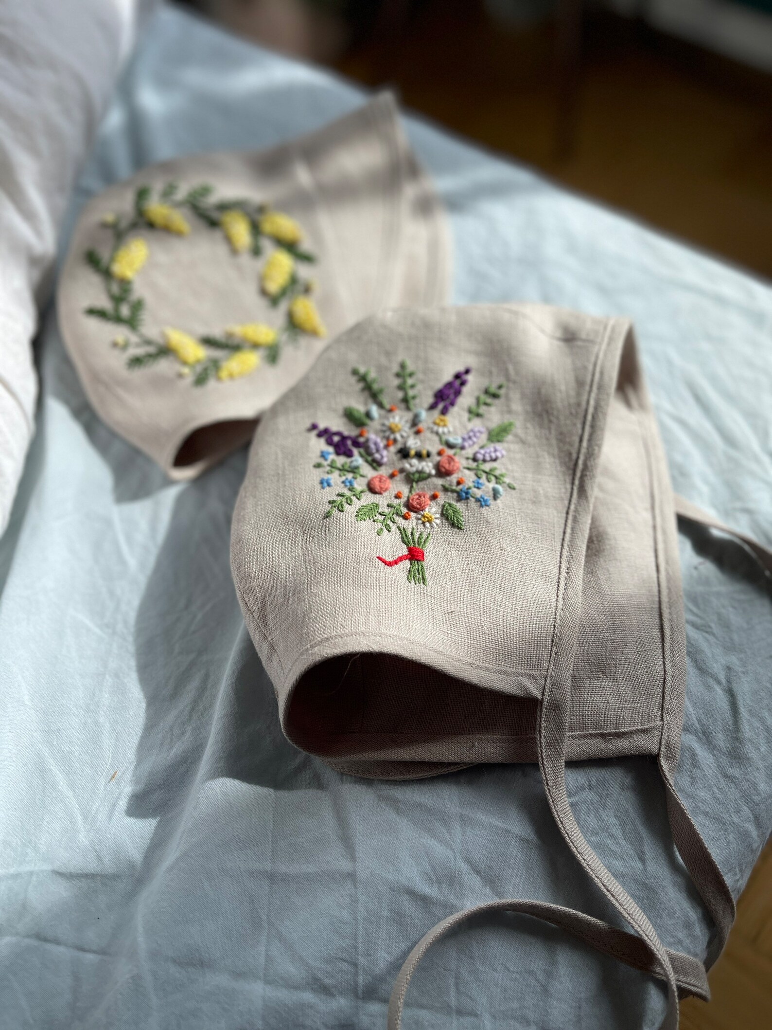 Linen Baby With Botanical Embroidery With Etsy