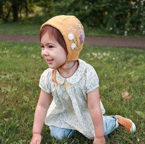 Linen Baby With Embroidered Bird Embroidered Etsy