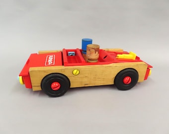 Vintage Playskool Take-Apart Car Wood & Plastic with Figures