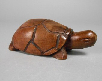 Carved Ironwood Stylized Turtle Figurine MCM Reptile Sculpture