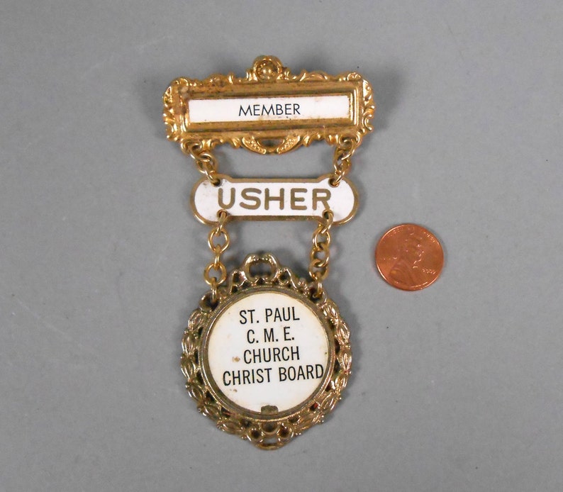 Vintage Usher Badge St Paul CME Church Christ Board Etsy
