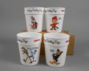 Bugs Bunny 50th Happy Birthday Ziploc Cups Set of Four New in Original Shipper