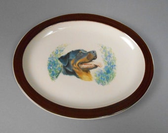 Homer Laughlin Oval Platter Rottweiler Dog Image