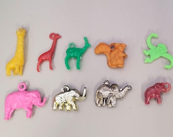Vintage Animal Charms Lot of 9 Different Plastic Gumball Prizes