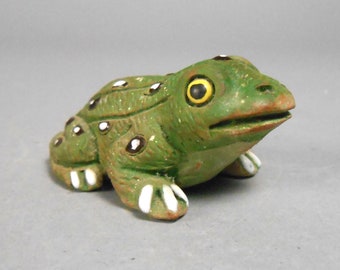 Vintage Leps Peru Carved Clay Frog Figurine