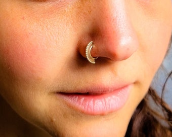 Gold Nose Ring. Gold Tragus. Cartilage Earring. Gold Nose Hoop. Indian Nose Ring. Belly Ring. Gold Helix. Nose Jewelry. Body Jewelry.siharah