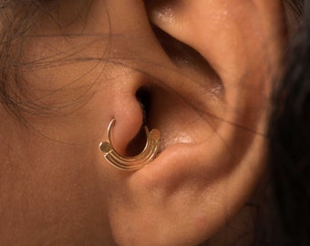 Gold Tragus. Tribal Tragus. Cartilage Earring. Gold Nose ring. Gold Nose Hoop. Indian Nose Ring. Septum Piercing. Gold Septum. Tribal Septum