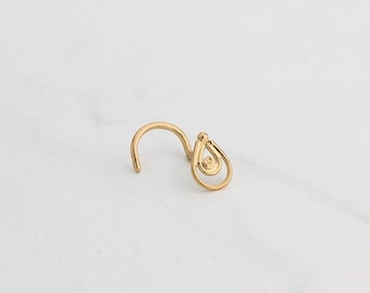 Gold Nose Stud. Gold Nose Pin. Tribal Nose Ring. Indian Nose Stud. 14k Gold Nose Ring. Nostrill Screw. Gold Tragus. 14k Gold Body Jewelry