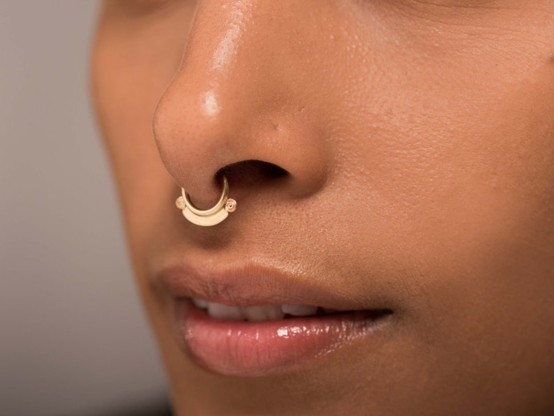 Gold Septum Gold Nose Ring Septum Piercing Gold Septum Etsy