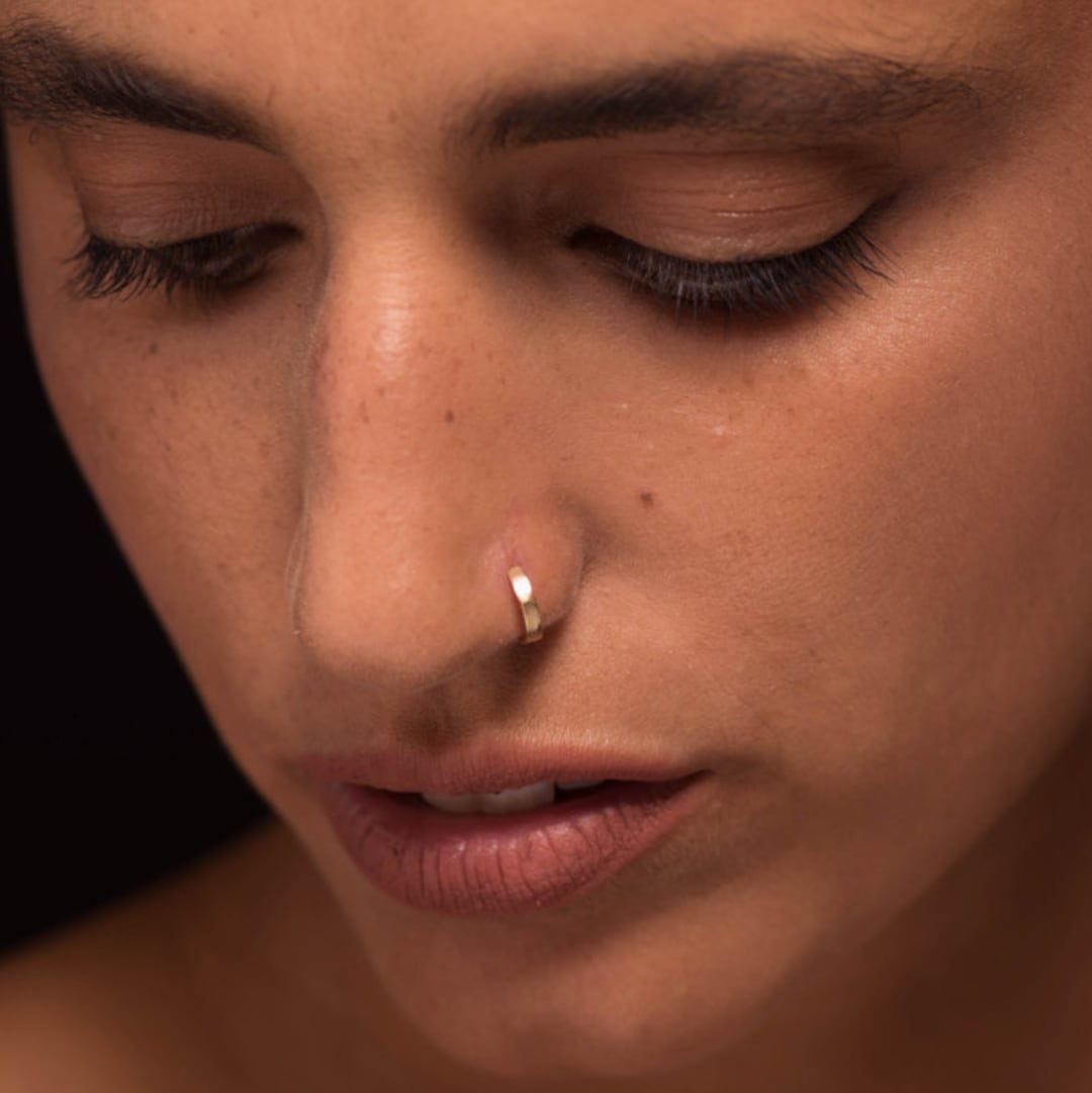 Gold Nose Ring. Indian Nose Ring. Gold Nose Hoop. Gold Tragus