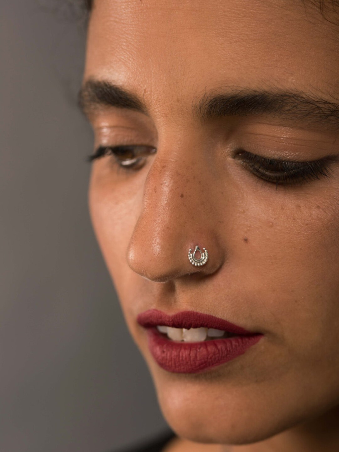 Indian Nose Stud. Silver Nose Stud. Silver Nose Pin. Tribal Nose Stud